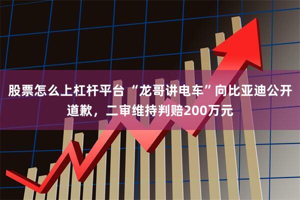 股票怎么上杠杆平台 “龙哥讲电车”向比亚迪公开道歉，二审维持判赔200万元